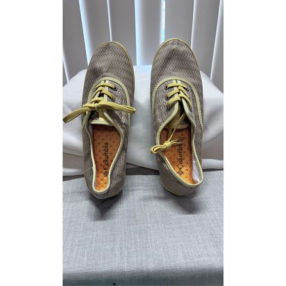 COLUMBIA VULC N VENT TEXTILE TRAINERS YELLOW WOMENS SZ 8.5 - Picture 2 of 12